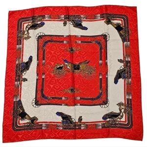 VINTAGE Berkshire Accessories Red Carriage Large Square Scarf Wrap